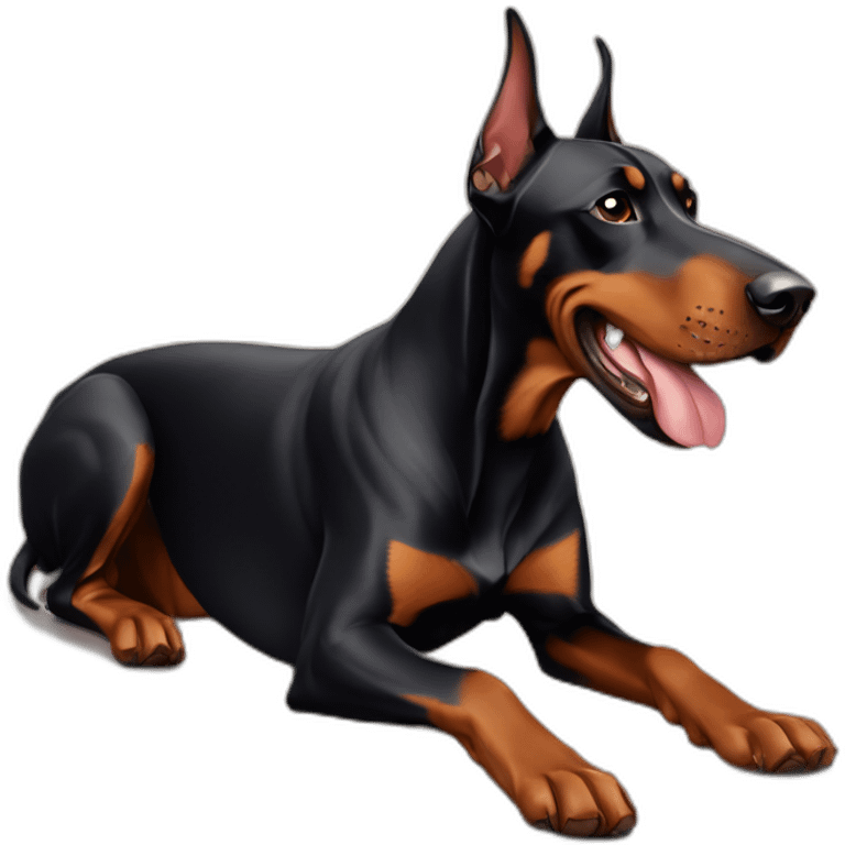 doberman with iphone emoji