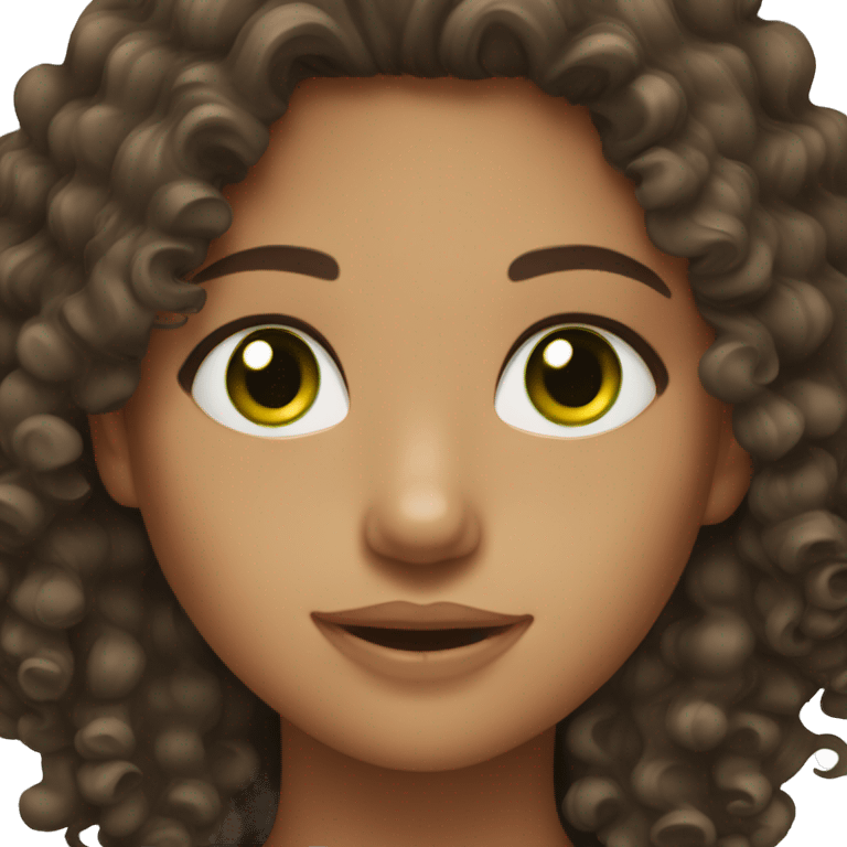 Brunette girl with curly hair and green eyes emoji