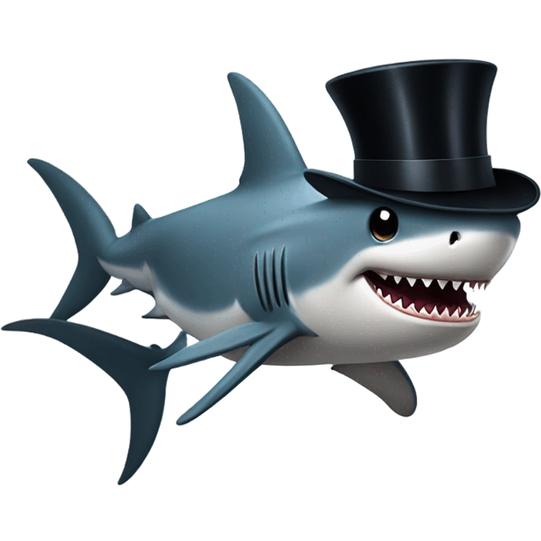 Shark with a top hat emoji