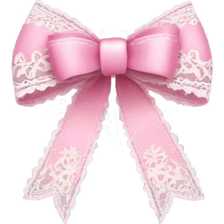 Pink ribbon bow with white lace  emoji