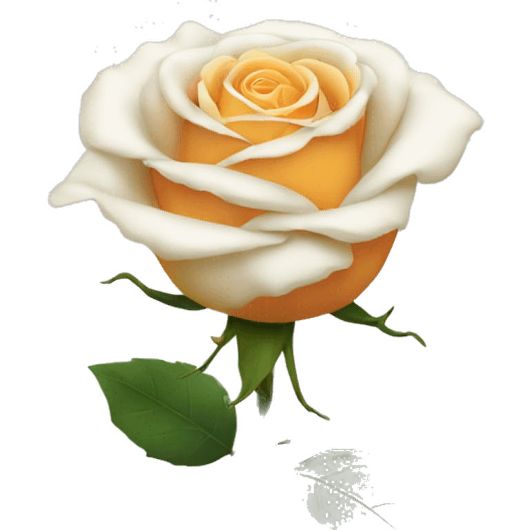 White rose with yellow eyes and orange hair and a black stem and arms emoji