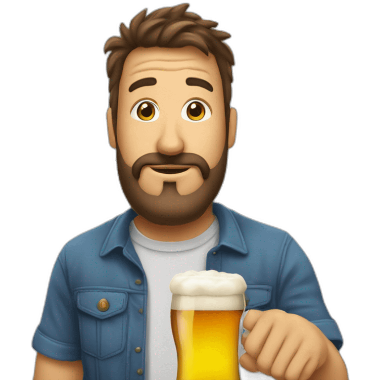 beauf avec une bière dans la main et une calvitie emoji