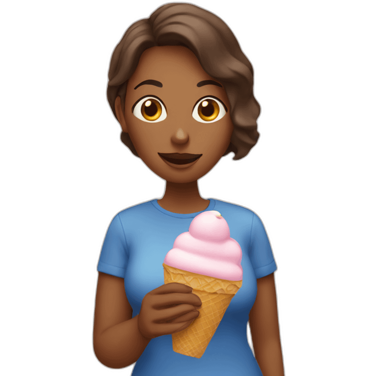 Lady with bag eat ice cream emoji