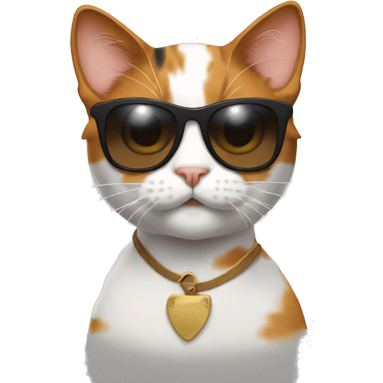 Calico cat with sunglasses emoji