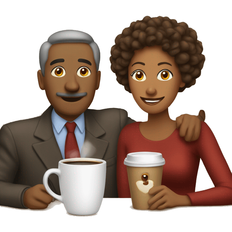 Brown mom tan dad drinking coffee on christmas emoji