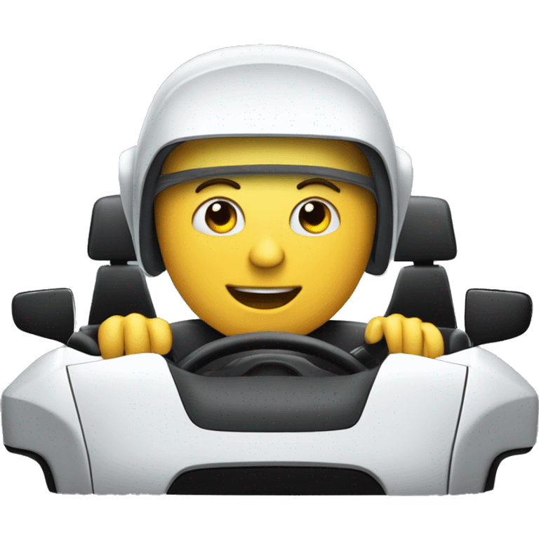 Robot driving a cabrio emoji