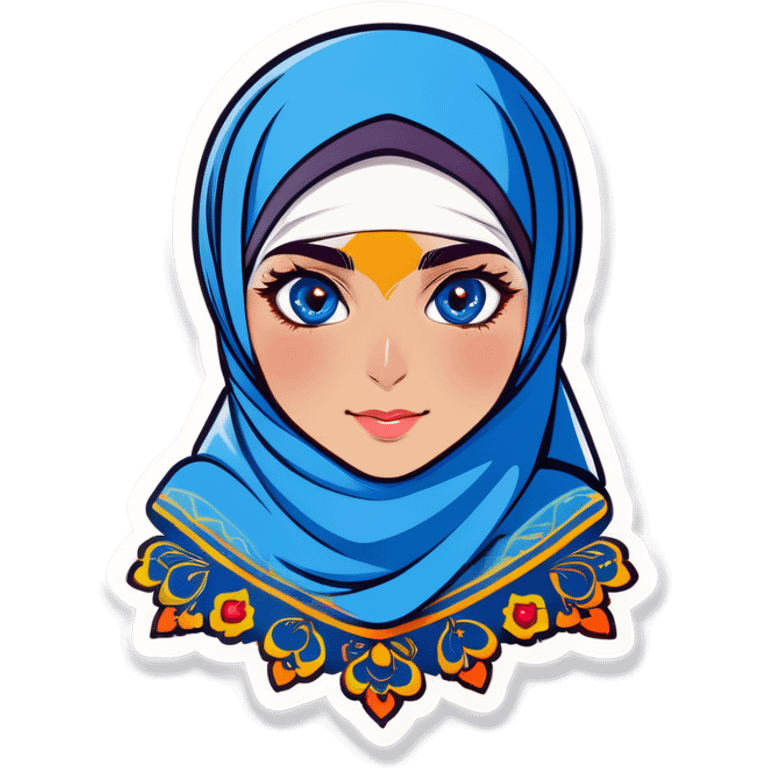 Turkish beautiful finish Konya girl blue eyes with hijab and cultural dress emoji