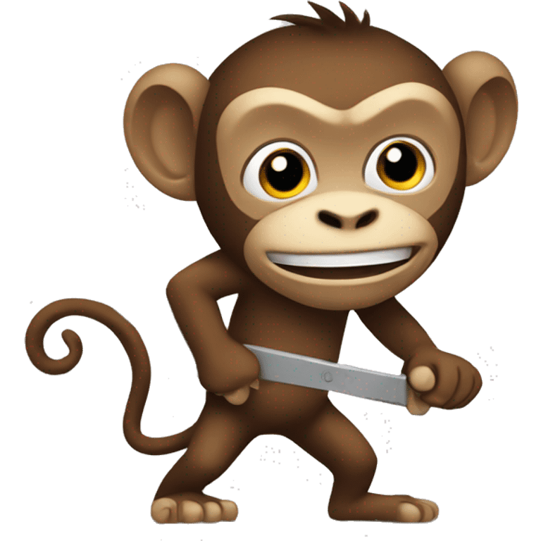 Draw a monkey with a knife emoji