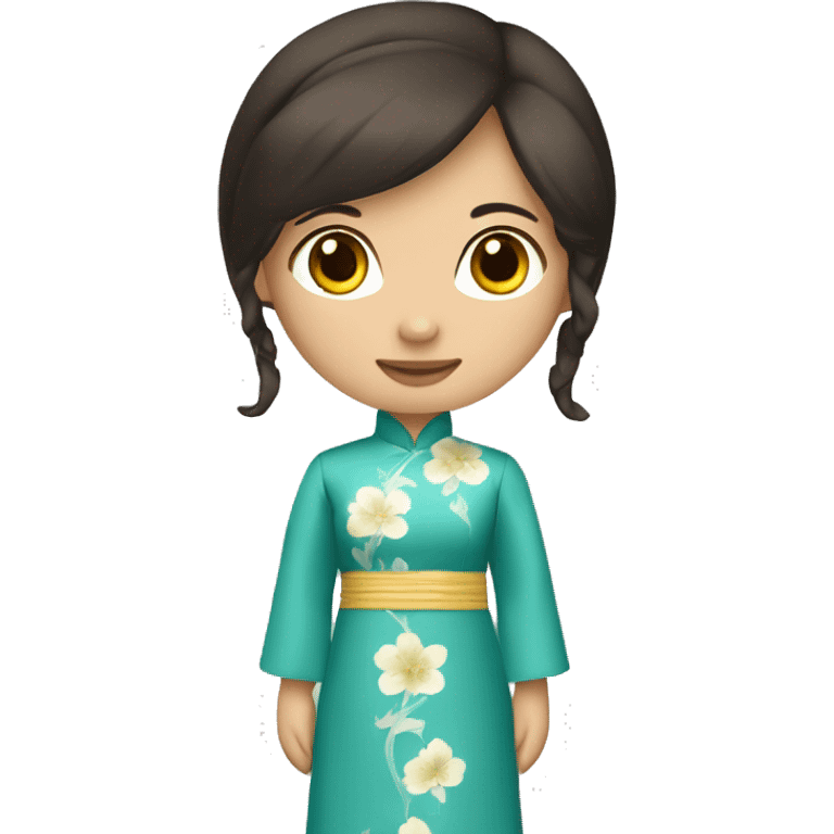 vietnamese-ao-dai-brunette emoji