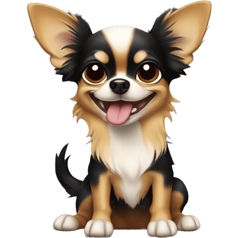 black & tan long-haired chihuahua with thumbs up emoji