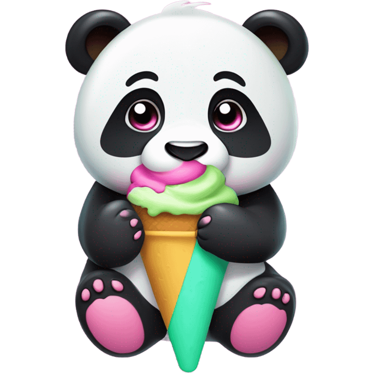 Panda eating ice cream emoji