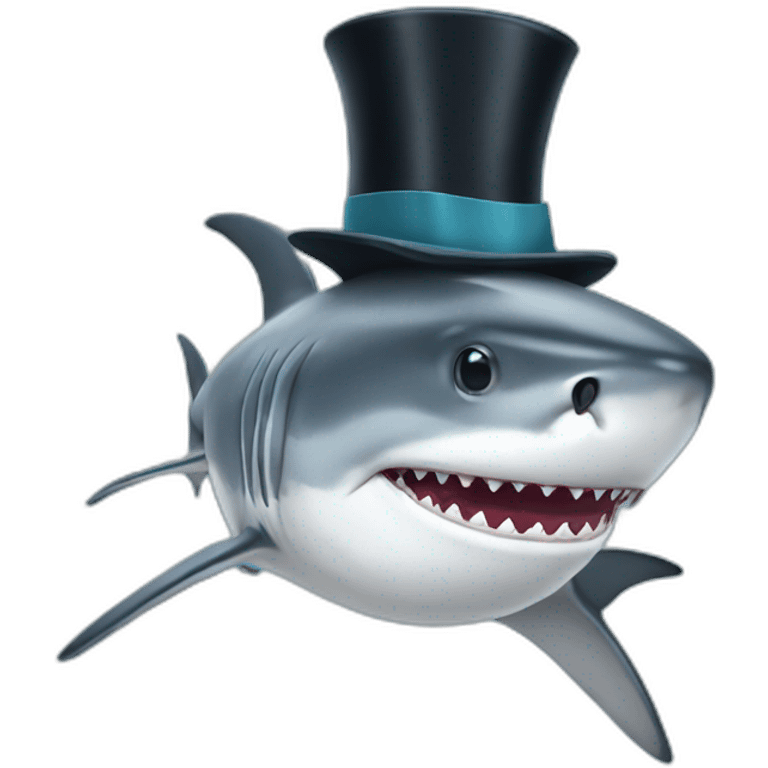 Shark with a top hat emoji