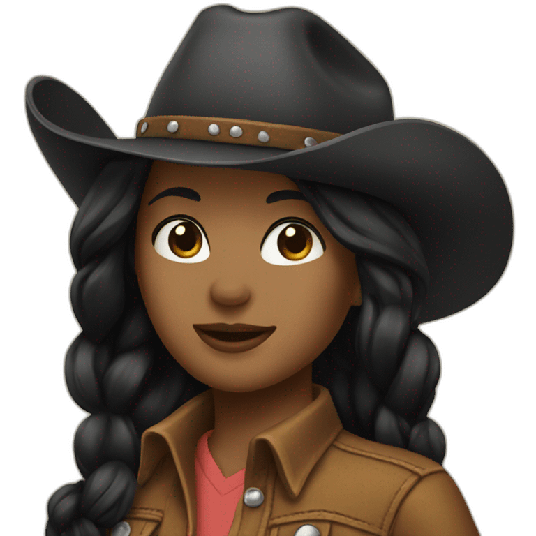 cowgirl straight black hair emoji