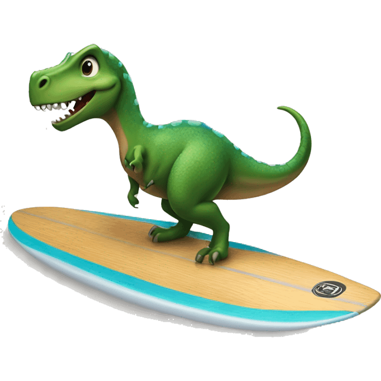 Dinosaur on a surfboard wearing a Toto  emoji