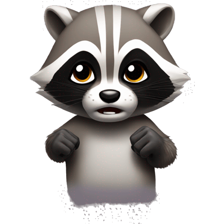 Angry racoon with his fist up emoji