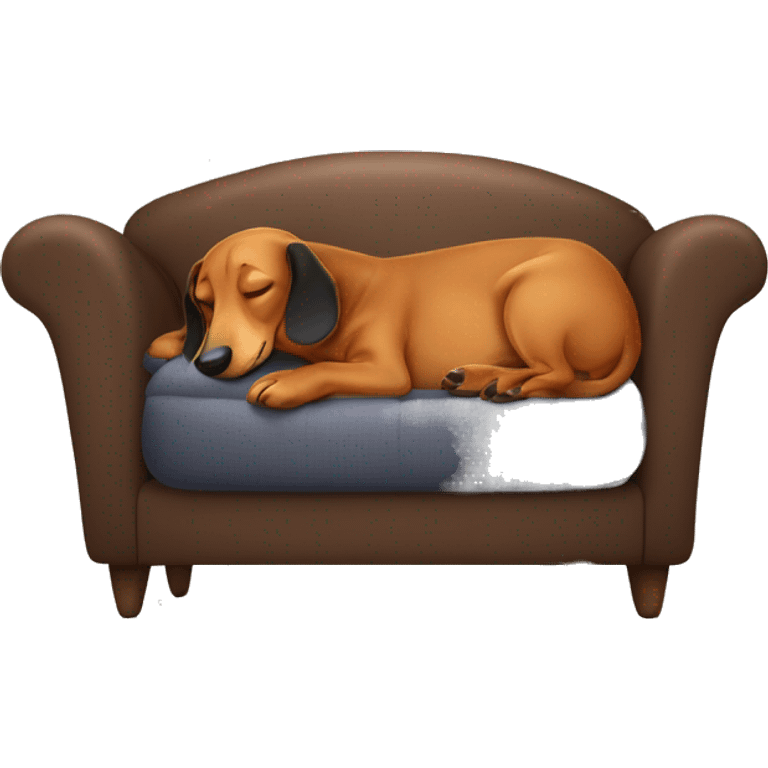 Daschund sleeping on teddy couch emoji