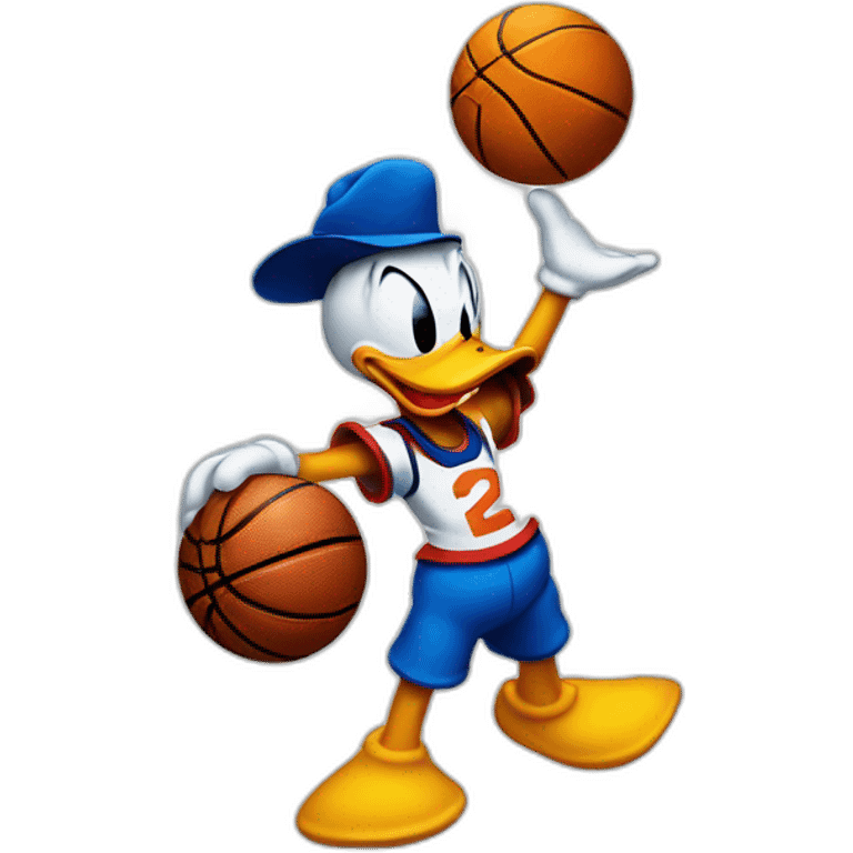 donald duck with a basketball emoji