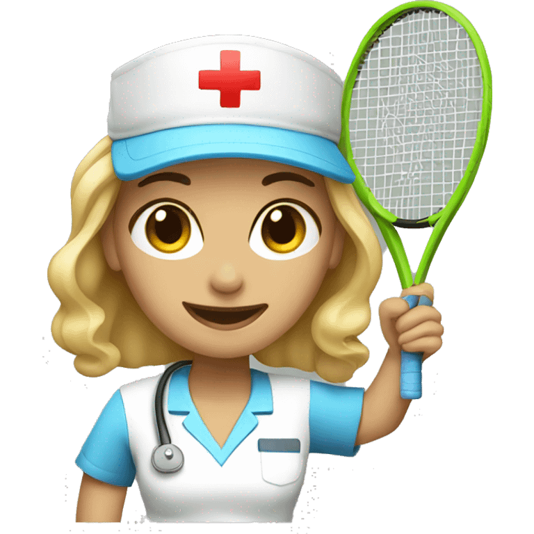 White female nurse playing tennis emoji