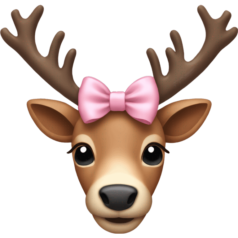 reindeer with a pale pink bow emoji