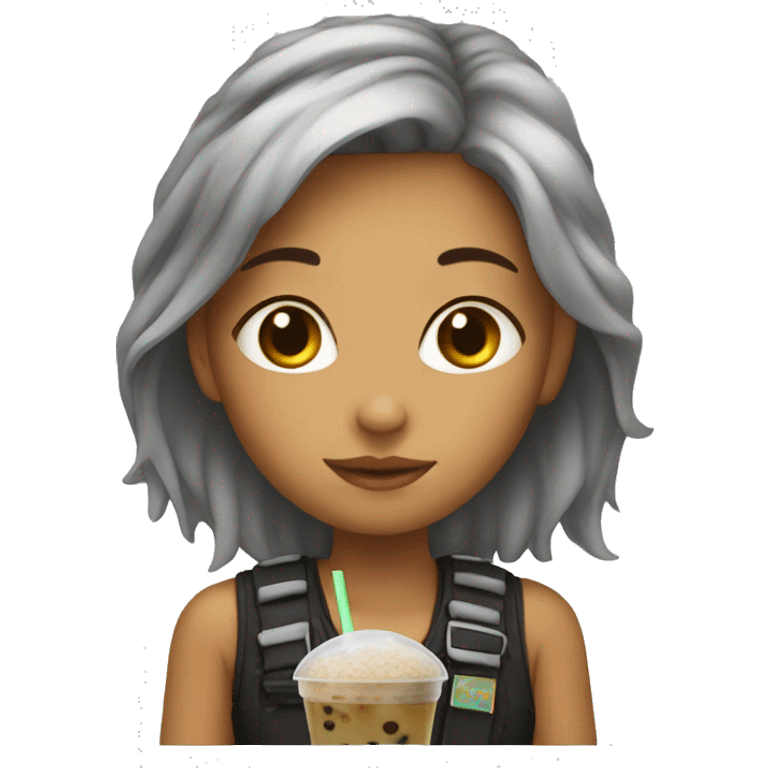 Girl with boba emoji