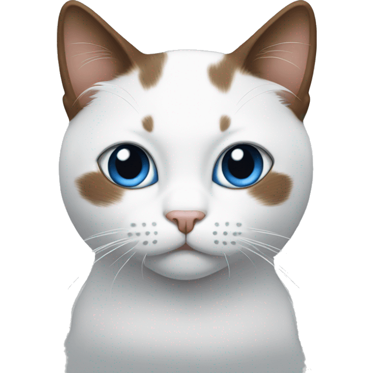 White and brown cat with one eye brown and the other one blue emoji