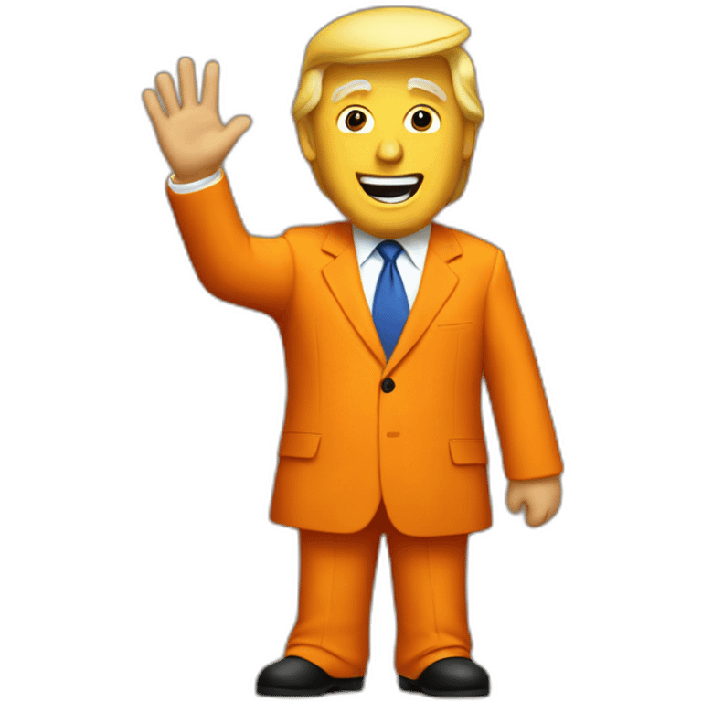 Donald trump in orange suit waving emoji