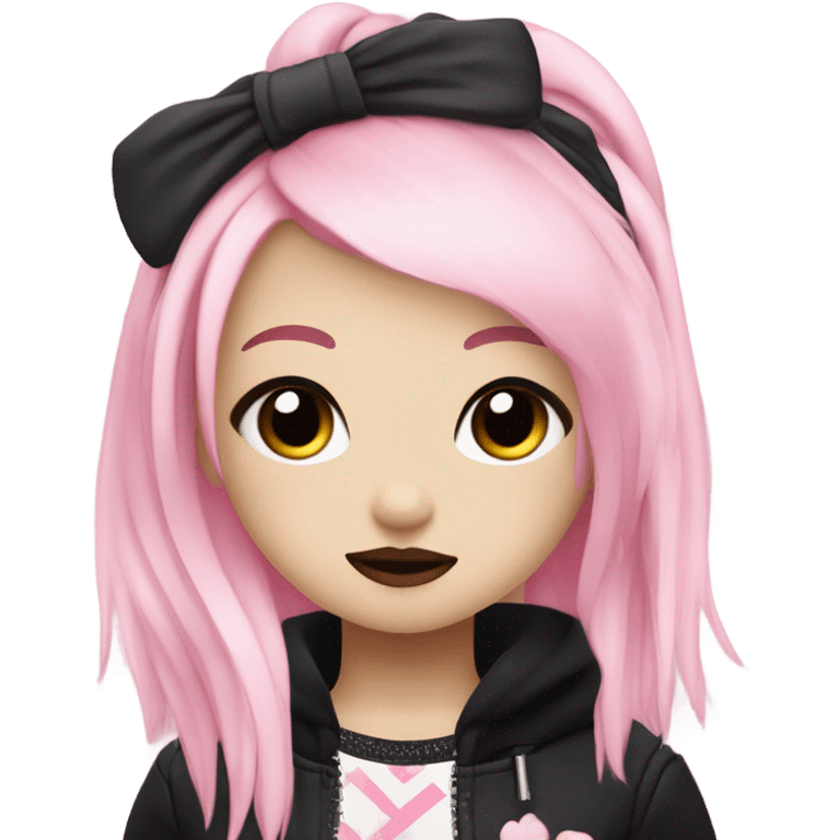 Kuromi Sanrio hello kitty girl with pink and blonde hair dark makeup emo emoji