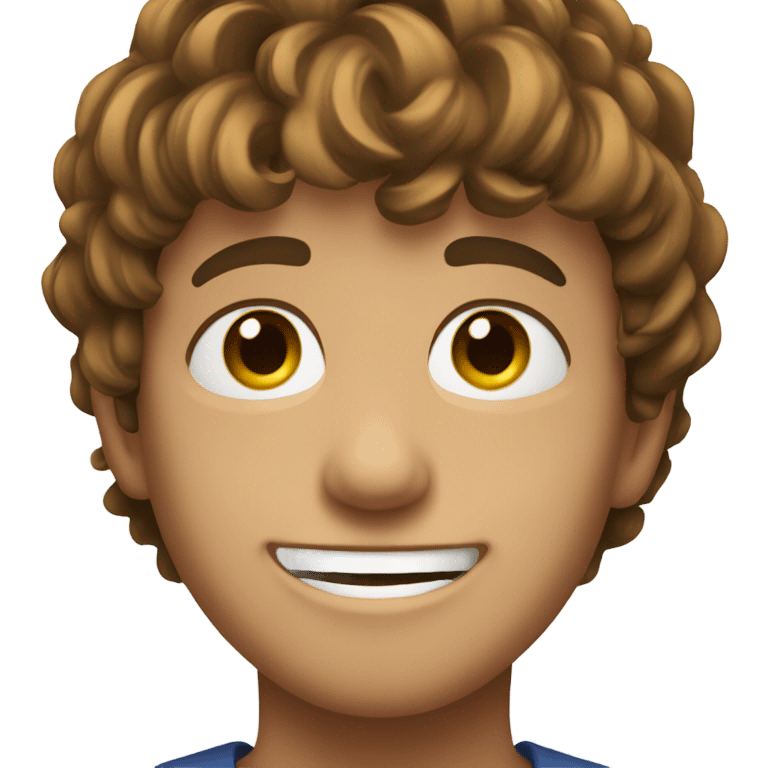 young 25 boy face, cool hair, smile, brown hairs. emoji