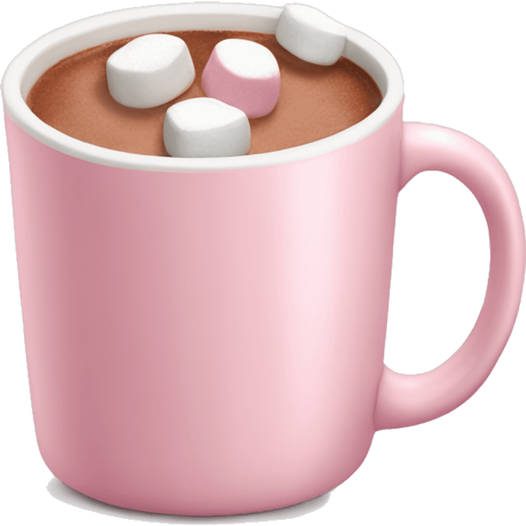 Light Pink mug of hot chocolate with marshmallows  emoji