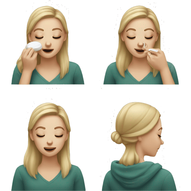 white girl applying cream on face emoji