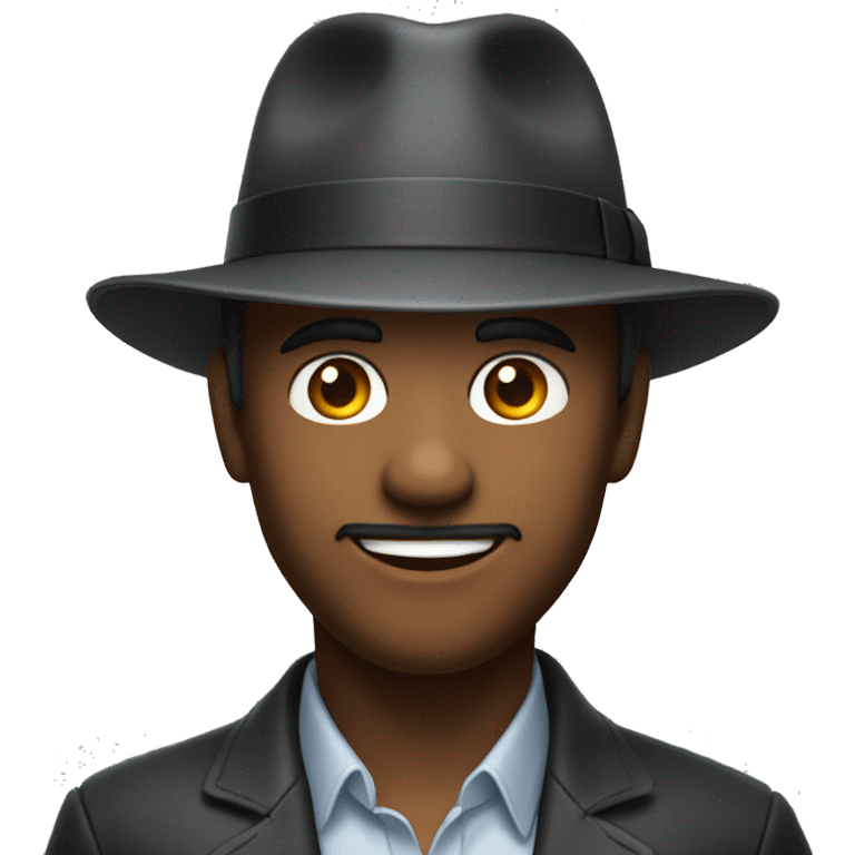 Man with fedora hat and a zesty look on his face emoji