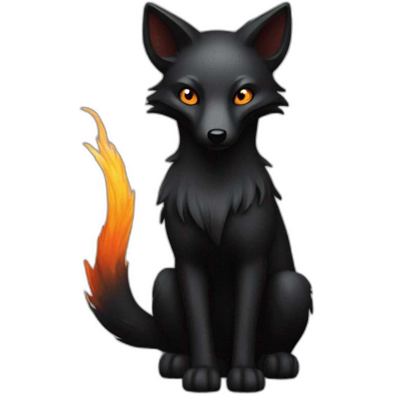 an black fox with nine fiery tails emoji