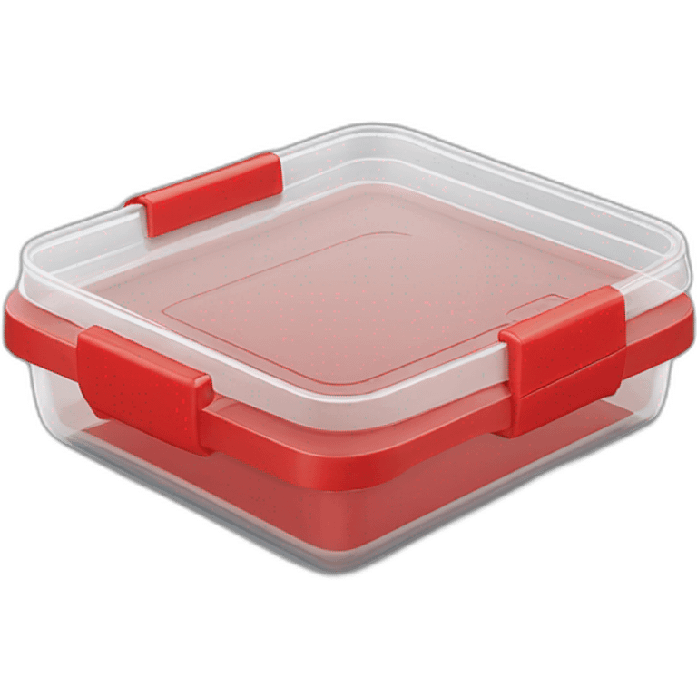 Small commercial kitchen transparent storage container with a red lid emoji