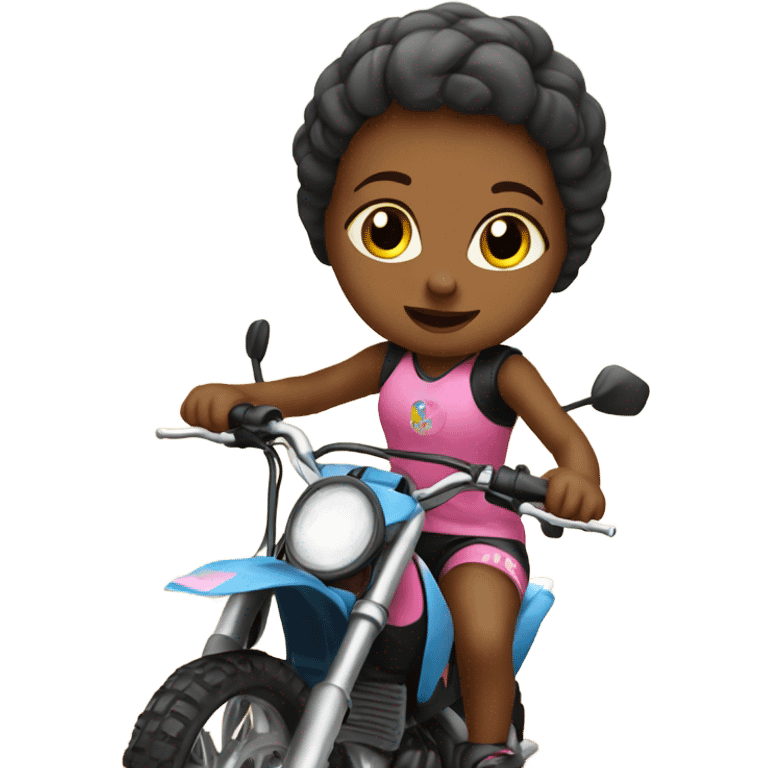 Baby girl on dirt bike emoji