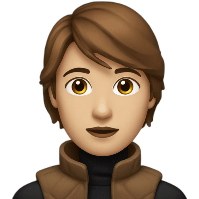 brown haired designer with black turtleneck emoji