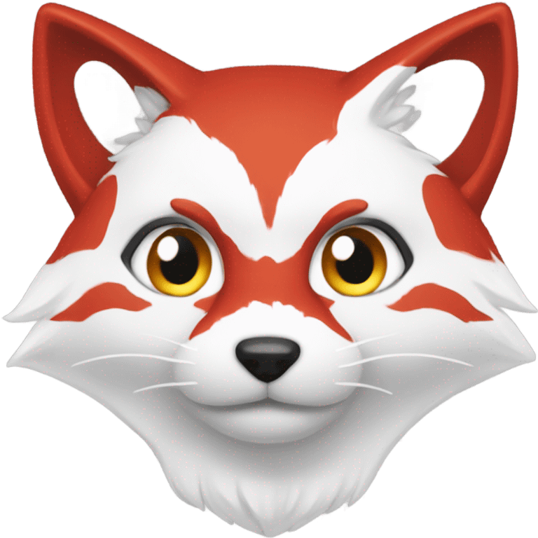 red and white kitsune head, starry-eyed emoji