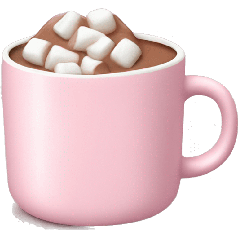 Light Pink mug of hot chocolate with marshmallows  emoji