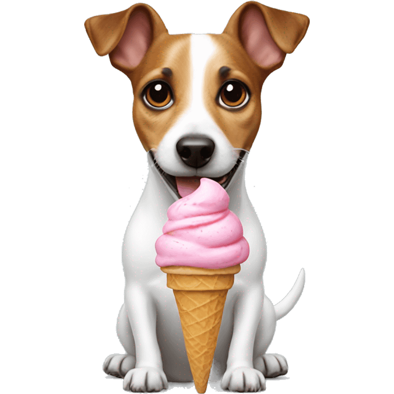 Jack Russel with ice cream emoji