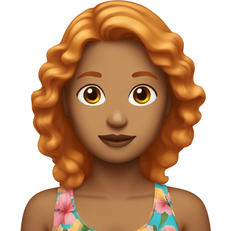 beach lady, ginger hair, brown skinned,  emoji