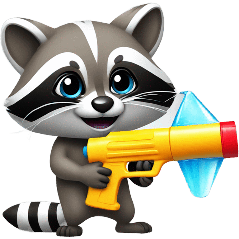 Raccoon with a water gun emoji