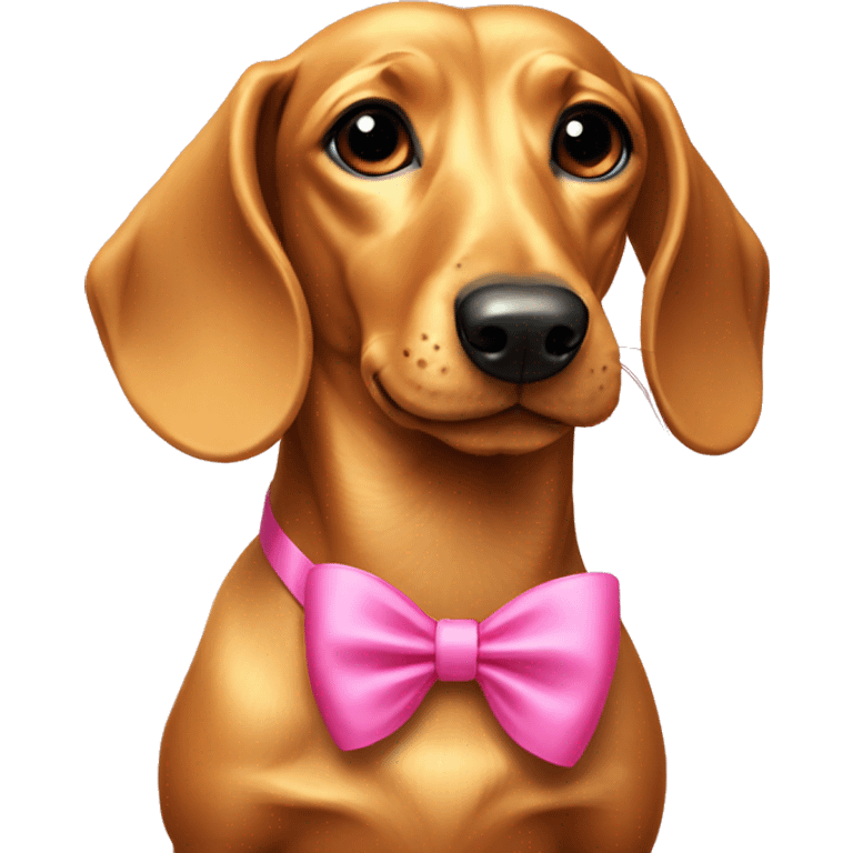 golden dachshund with pink bow emoji