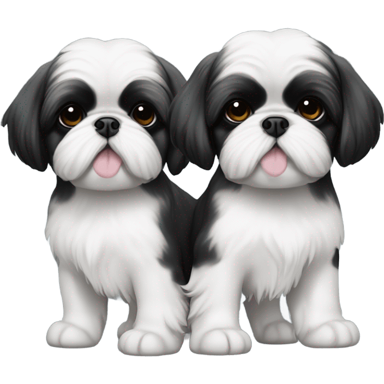 Shitz Tzu Beautiful two big faces black with white Puppies emoji