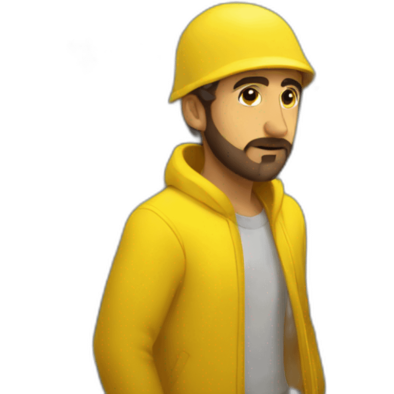 Armenian men in yellow clothing in public trasnport emoji