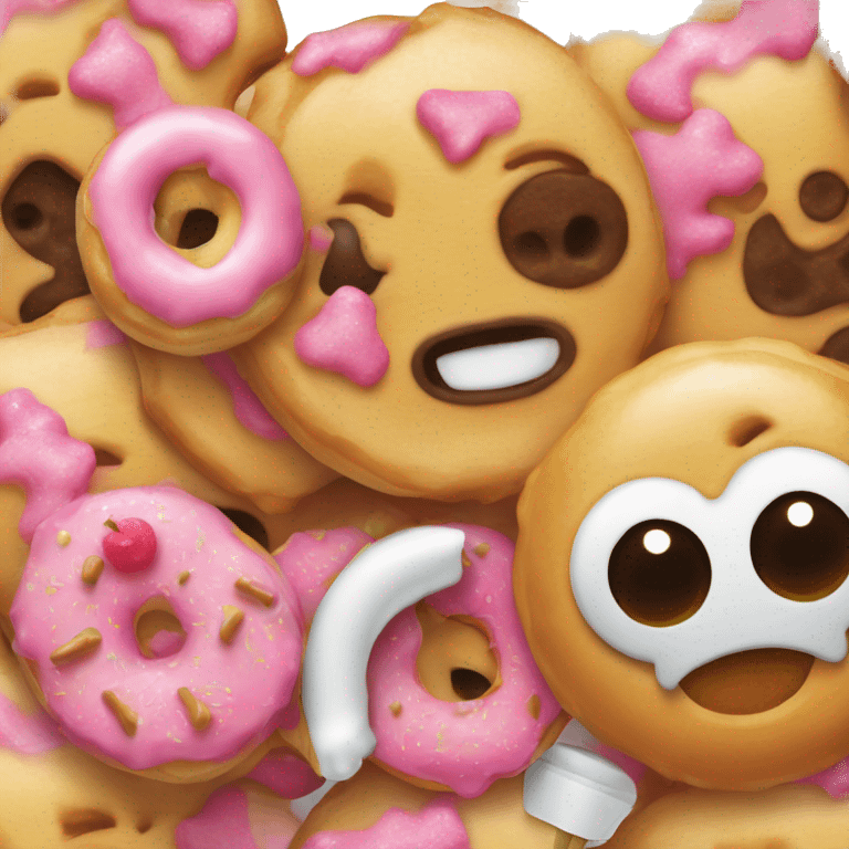 Two face pack apple pop donut bear toothbrush head  emoji