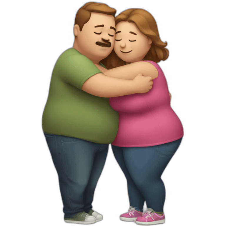 overweight couple hugging emoji