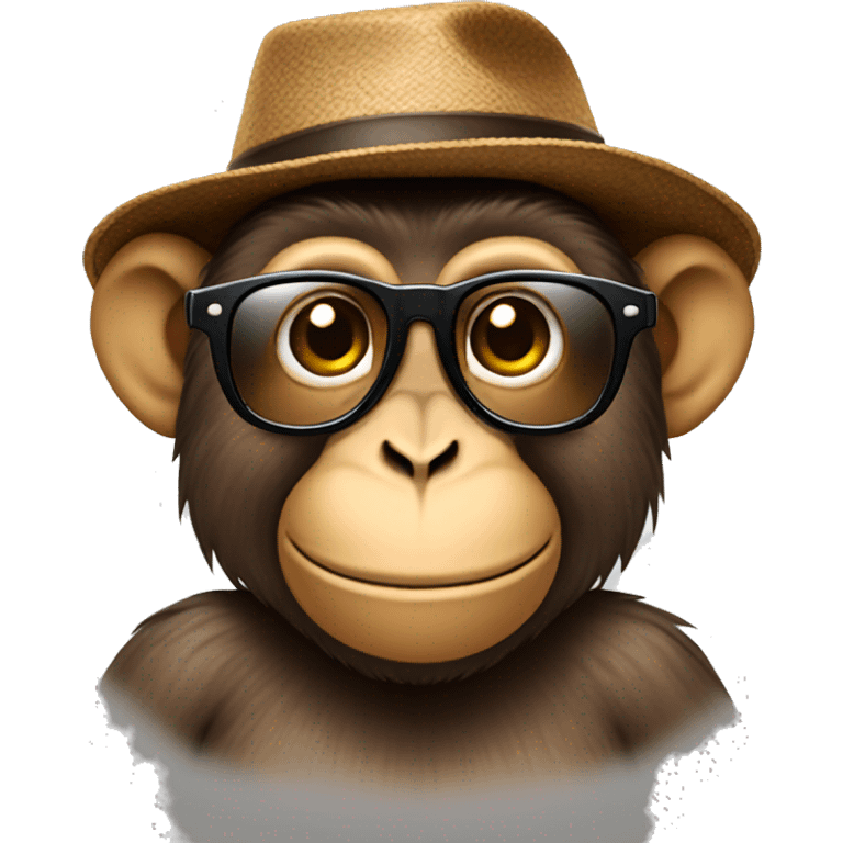 Monkey emoji wearing sunglass and hat emoji