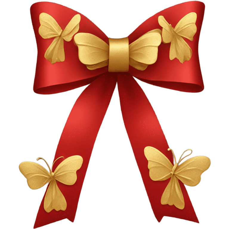 Red bow with gold butterflies emoji