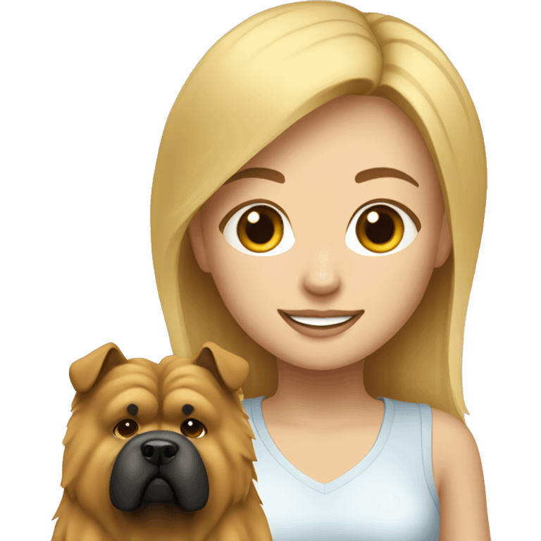 A blonde girl with a chow chow dog emoji