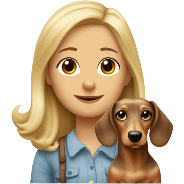 merle dachshund with shoulder-leght blonde girl emoji