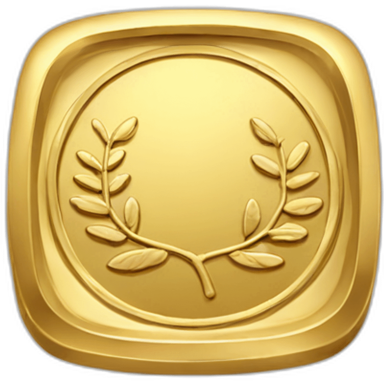 square gold coin with laurel emoji